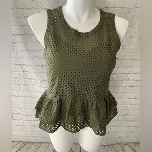 🆕🔮 a.n.a | Green Peplum Eyelet Top